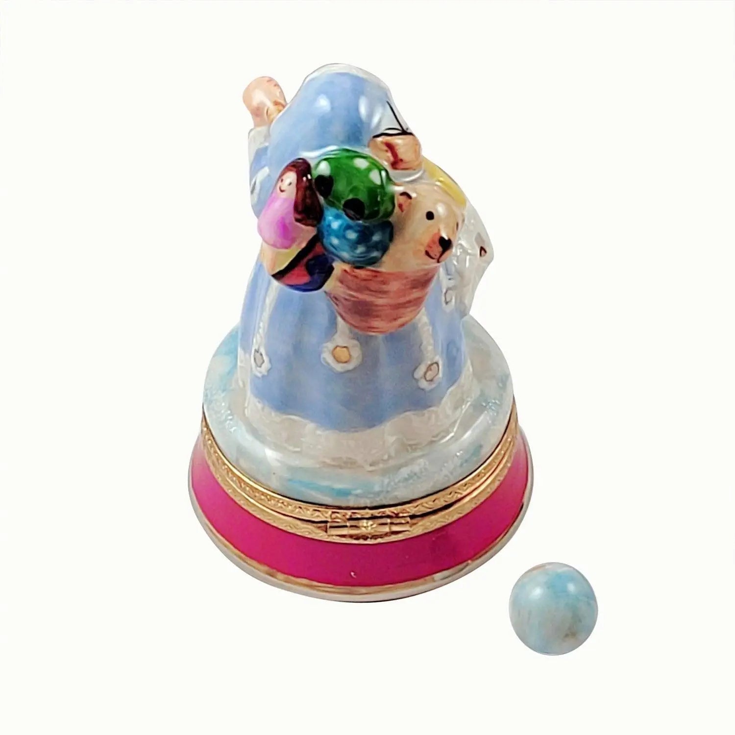 Blue Santa Christmas Bag Porcelain Limoges Santa French Trinket Box