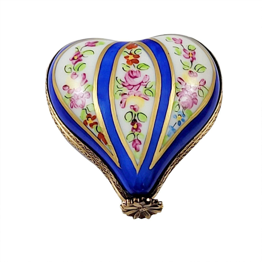 Blue Striped Heart Porcelain Limoges HEART LIMOGES BOXES love French Trinket Box