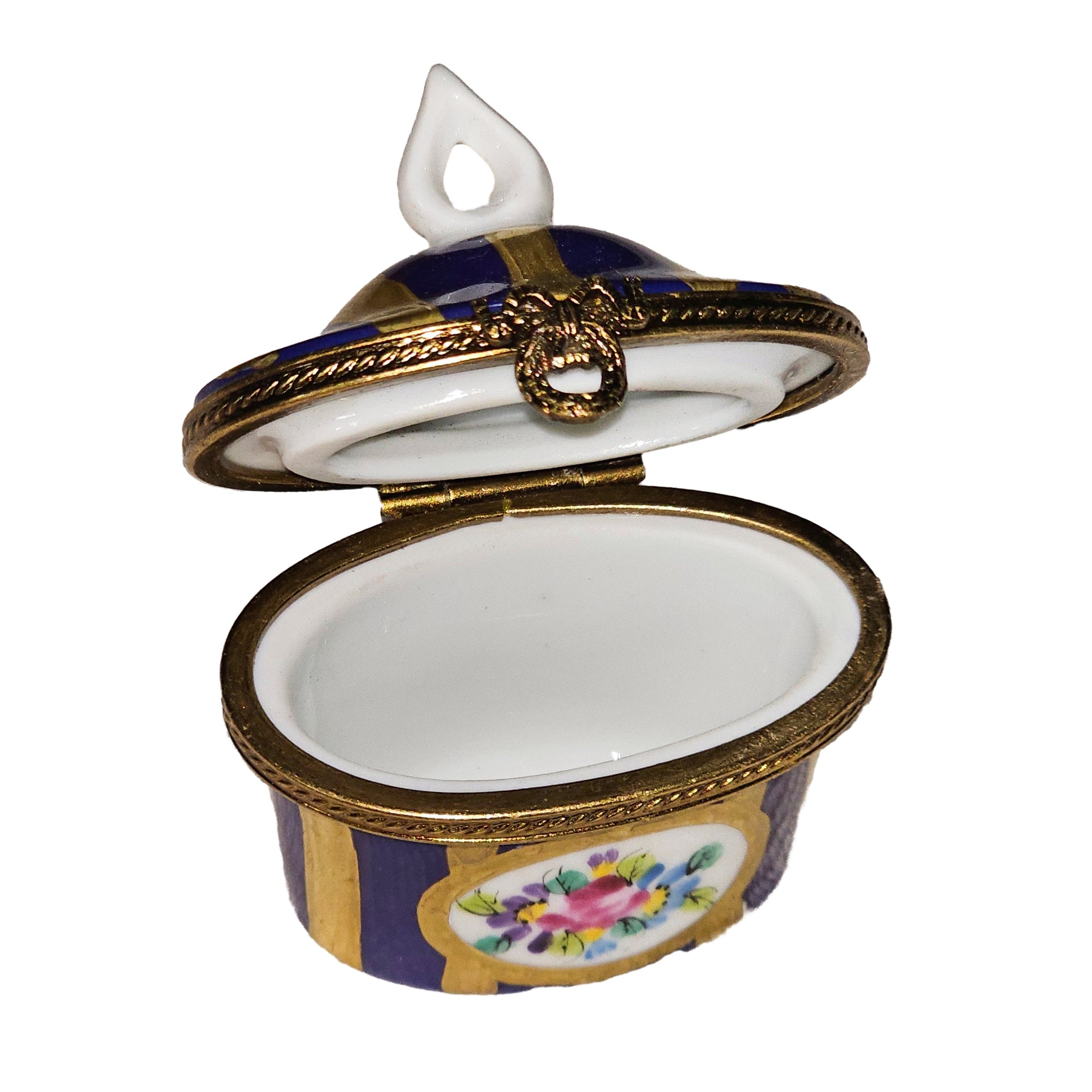 Blue Striped Limoges Treasure Box Porcelain Limoges traditional French Trinket Box