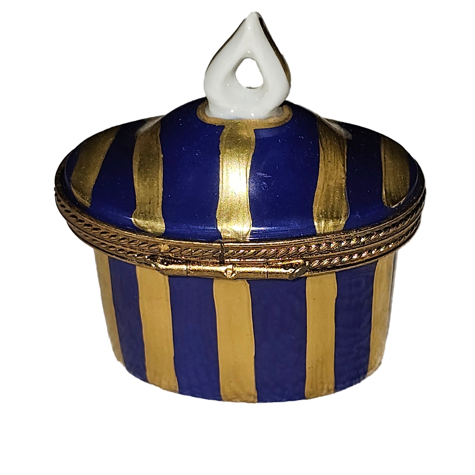 Blue Striped Limoges Treasure Box Porcelain Limoges traditional French Trinket Box