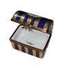 Blue Striped Treasure Box Porcelain Limoges Traditional French Trinket Box