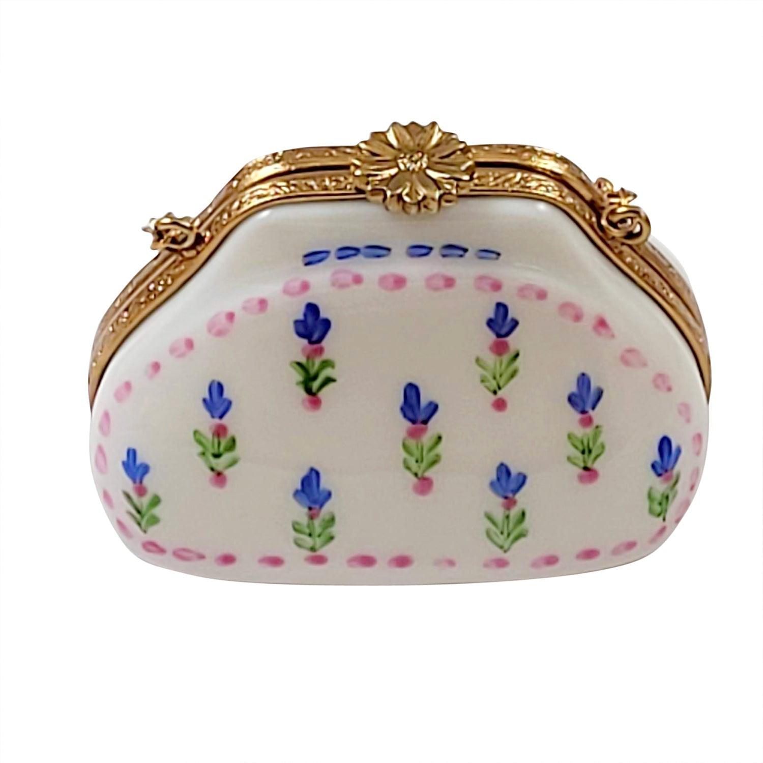 Bluebonnet Purse Porcelain Limoges purse trinket box French Trinket Box