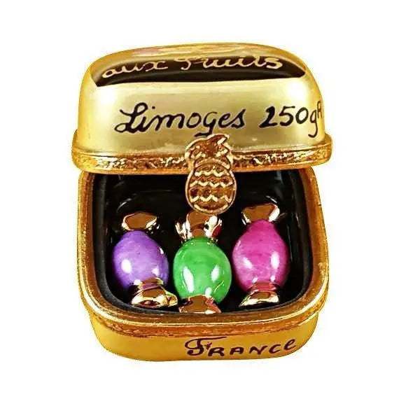 Bonbon with Three Candies Porcelain Limoges Dessert Carnival French Trinket Box