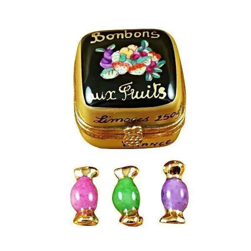 Bonbon with Three Candies Porcelain Limoges Dessert Carnival French Trinket Box