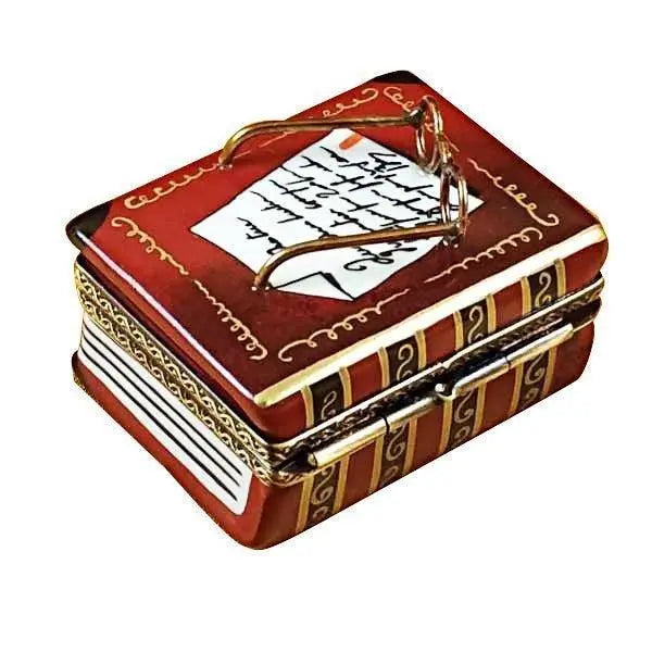 Book with Glasses Porcelain Limoges book French Trinket Box