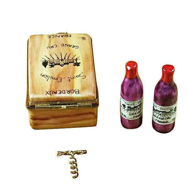 Bordeaux Wine Crate Taster Set Bottles Corkscrew Porcelain Limoges wine Rochard Limoges Box French Trinket Box