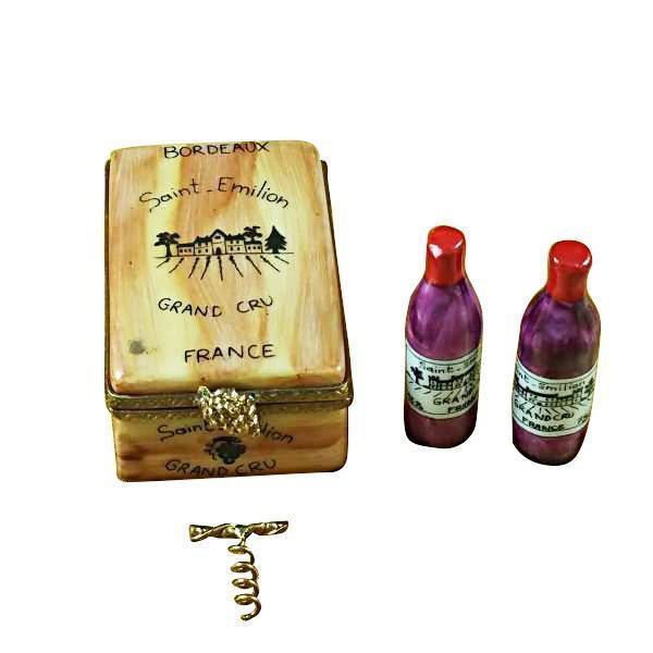 Bordeaux Wine Crate Taster Set Bottles Corkscrew Porcelain Limoges wine Rochard Limoges Box French Trinket Box