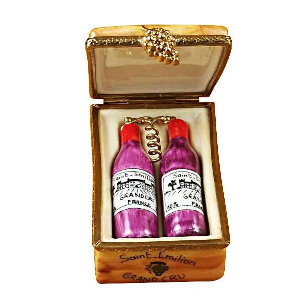 Bordeaux Wine Crate Taster Set Bottles Corkscrew Porcelain Limoges wine Rochard Limoges Box French Trinket Box