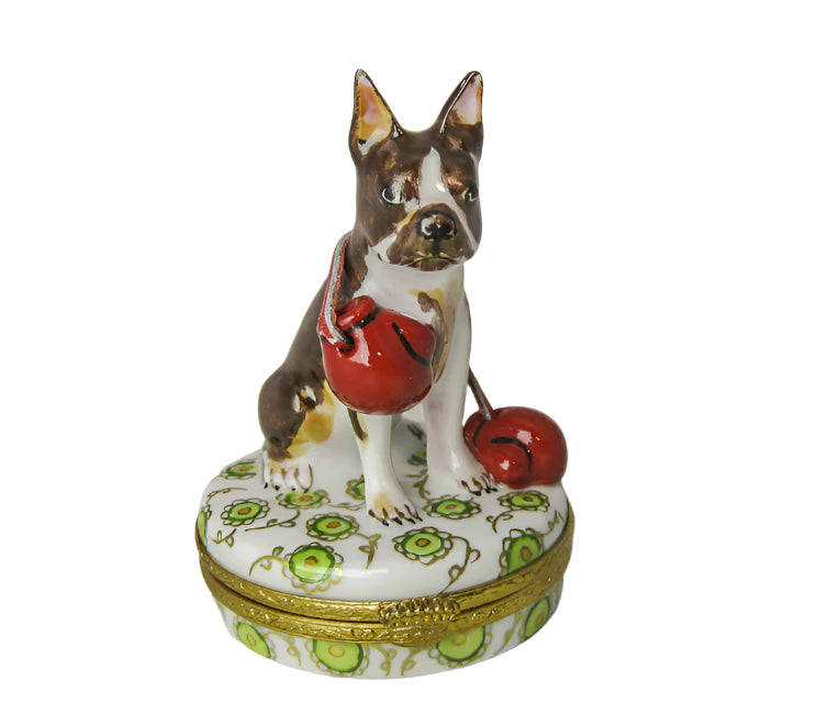 Boston Terrier Collectible for Dog Lovers Porcelain Limoges dog French Trinket Box