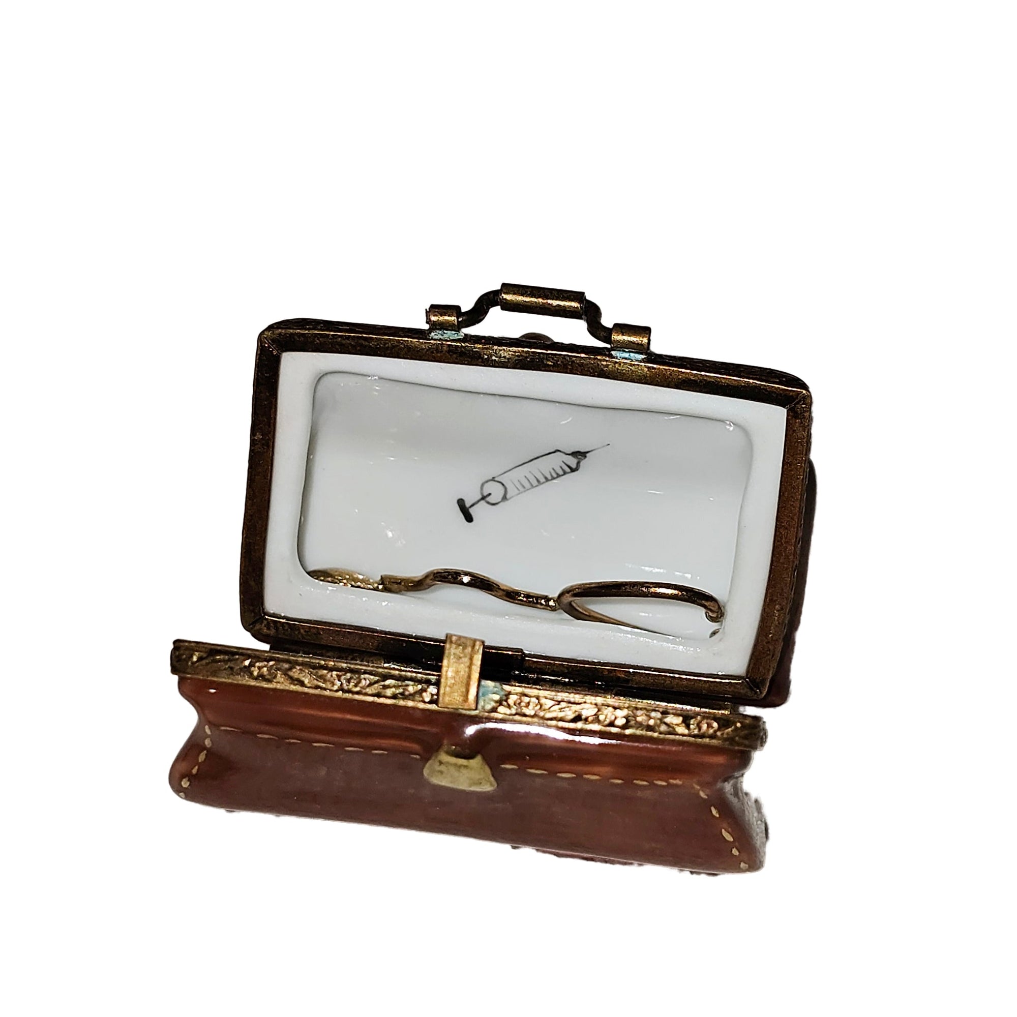 Brown Doctor Bag Limoges Box Porcelain Limoges Professional French Trinket Box
