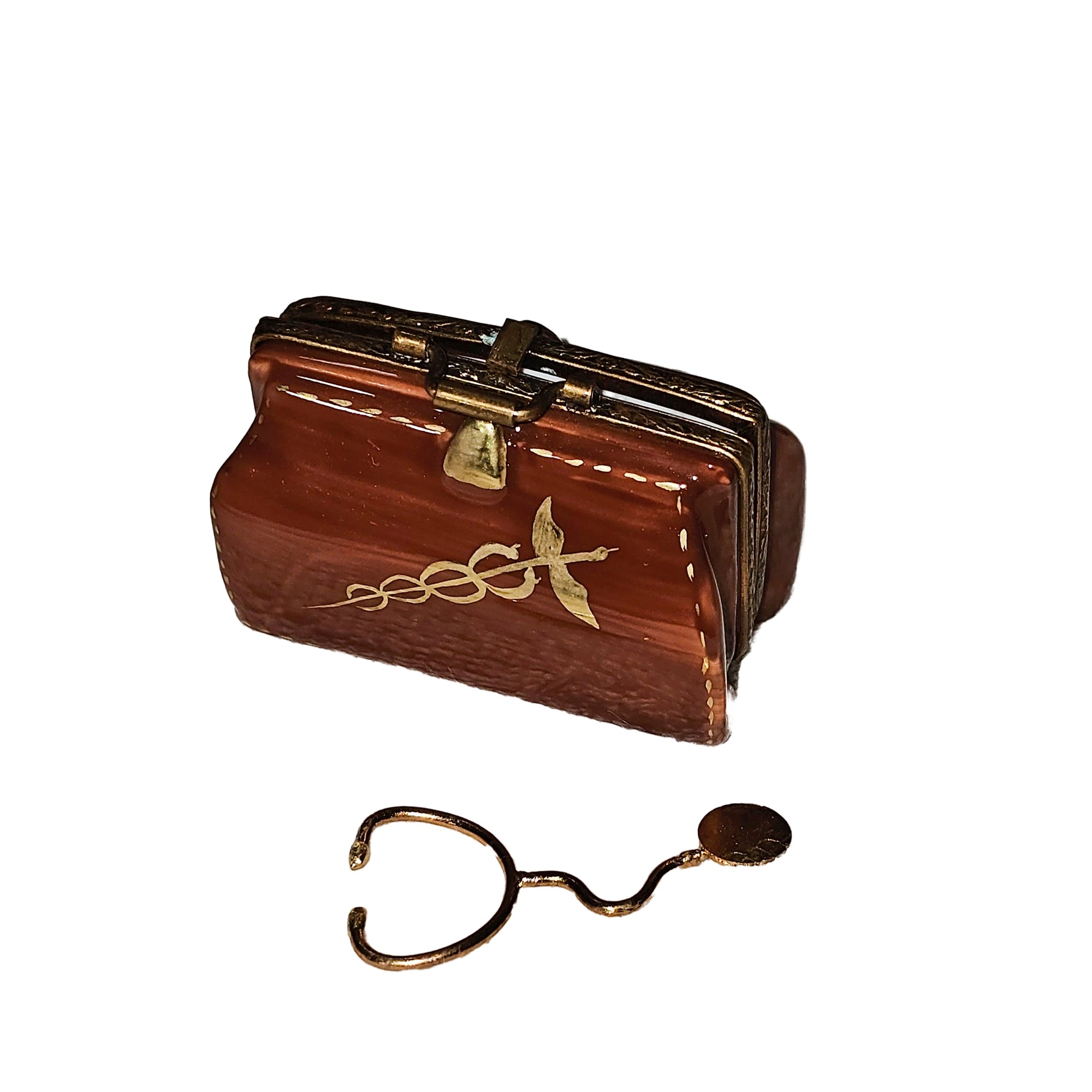 Brown Doctor Bag Limoges Box Porcelain Limoges Professional French Trinket Box