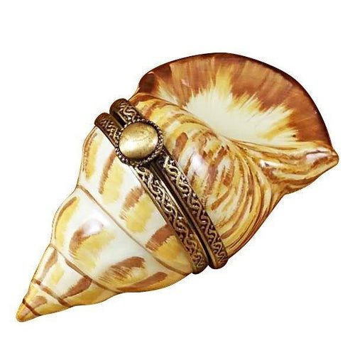 Brown Seashell limoges box Porcelain Limoges Ocean beach fish French Trinket Box