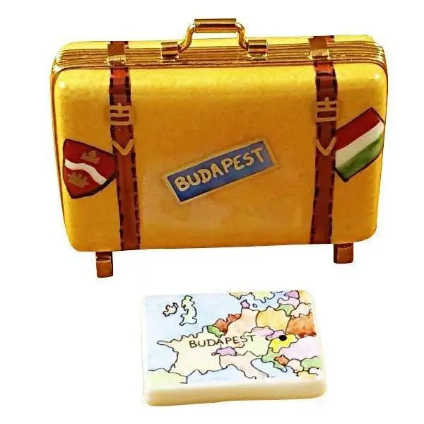 Budapest Suitcase Porcelain Limoges travel bags purse French Trinket Box