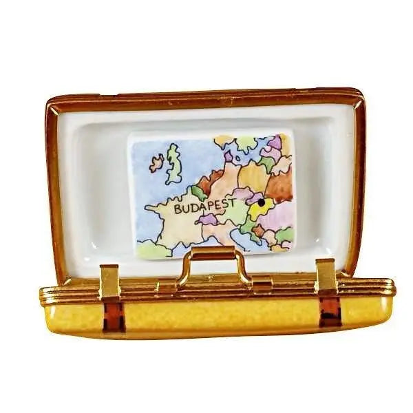 Budapest Suitcase Porcelain Limoges travel bags purse French Trinket Box