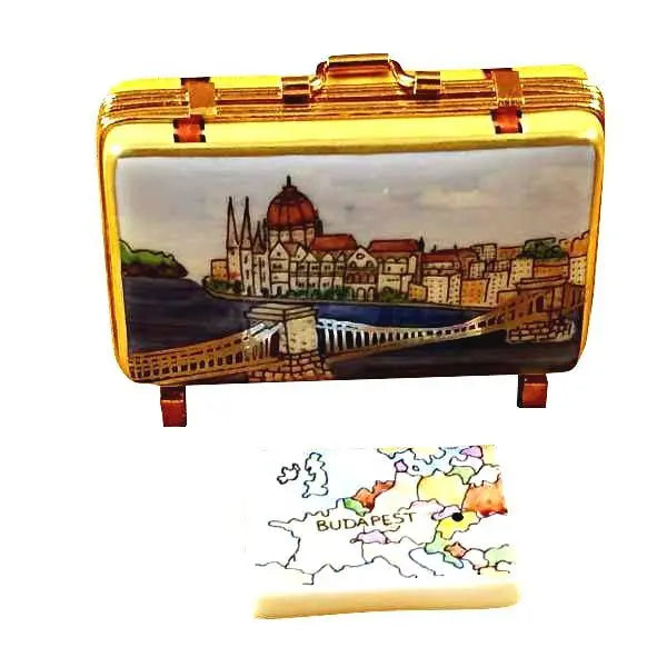 Budapest Suitcase Porcelain Limoges travel bags purse French Trinket Box