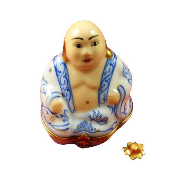 Buddha with Removable Gold Lotus Porcelain Limoges religious spiritual travel myth French Trinket Box
