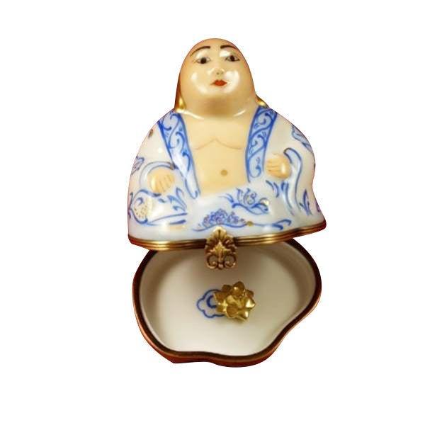 Buddha with Removable Gold Lotus Porcelain Limoges religious spiritual travel myth French Trinket Box