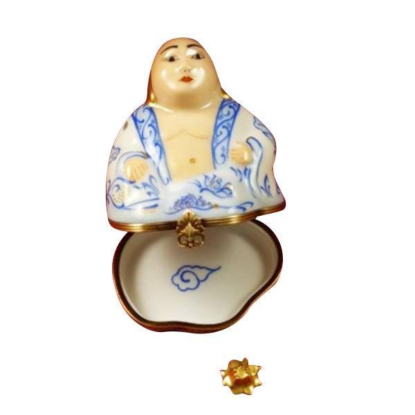 Buddha with Removable Gold Lotus Porcelain Limoges religious spiritual travel myth French Trinket Box