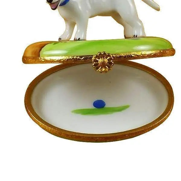 Bull Terrier Dog Porcelain Limoges dog French Trinket Box