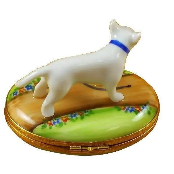 Bull Terrier Dog Porcelain Limoges dog French Trinket Box