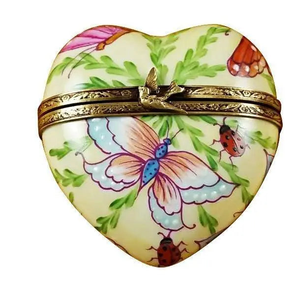 Butterfly Heart Porcelain Limoges Butterfly Heart French Trinket Box