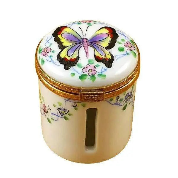 Butterfly Stamp Holder Porcelain Limoges Butterfly Home French Trinket Box