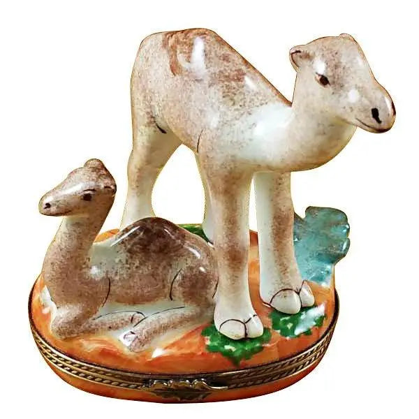 Camel with Baby Porcelain Limoges nativity wild animals French Trinket Box