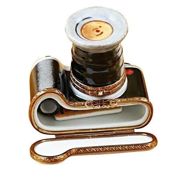 Camera with Film & Photo Porcelain Limoges beach travel French Trinket Box
