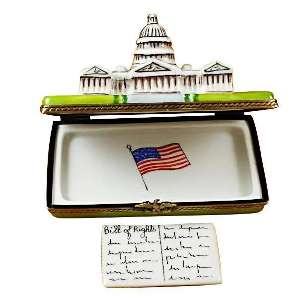 Capitol Dome with Removable Bill of Rights Porcelain Limoges united states monuments Rochard Limoges Box patriotic French Trinket Box
