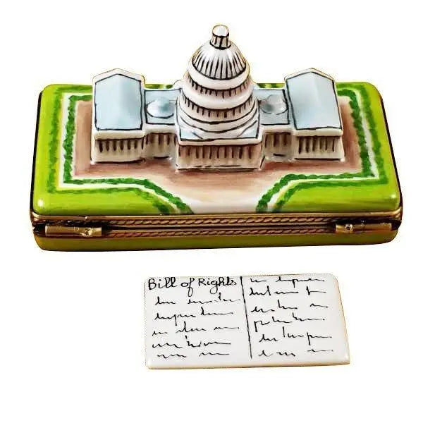 Capitol Dome with Removable Bill of Rights Porcelain Limoges united states monuments Rochard Limoges Box patriotic French Trinket Box