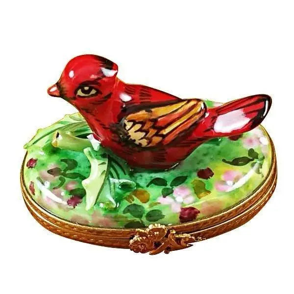 Cardinal Spring Porcelain Limoges bird French Trinket Box