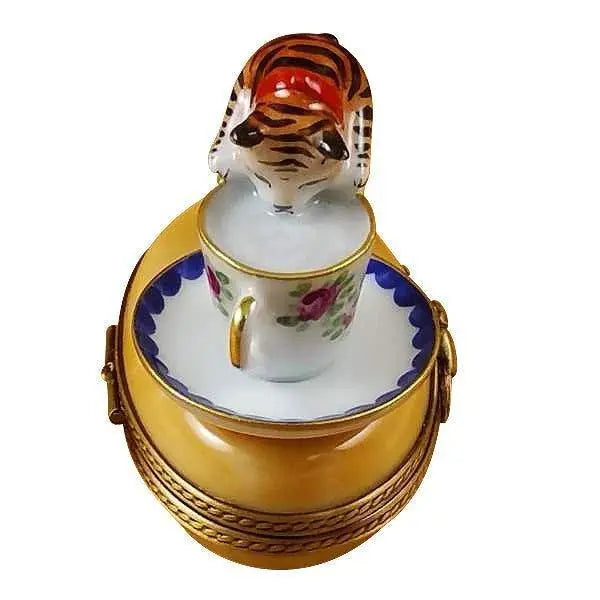 Cat with Milk Porcelain Limoges cat French Trinket Box
