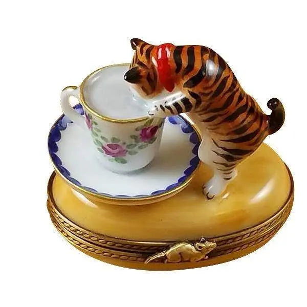 Cat with Milk Porcelain Limoges cat French Trinket Box