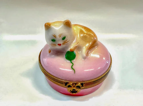 Cat Limoges Box for Cat Lovers Porcelain Limoges cat French Trinket Box