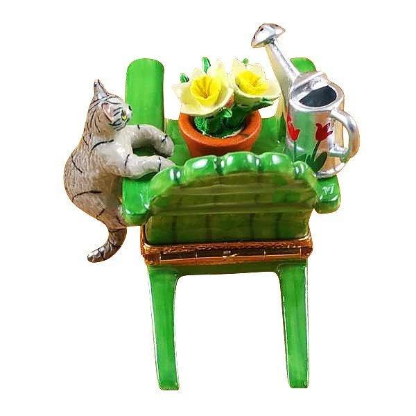 Cats On Adirondack Chair Plant Porcelain Limoges cat French Trinket Box