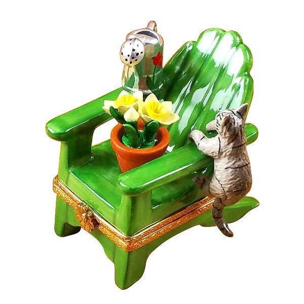 Cats On Adirondack Chair Plant Porcelain Limoges cat French Trinket Box