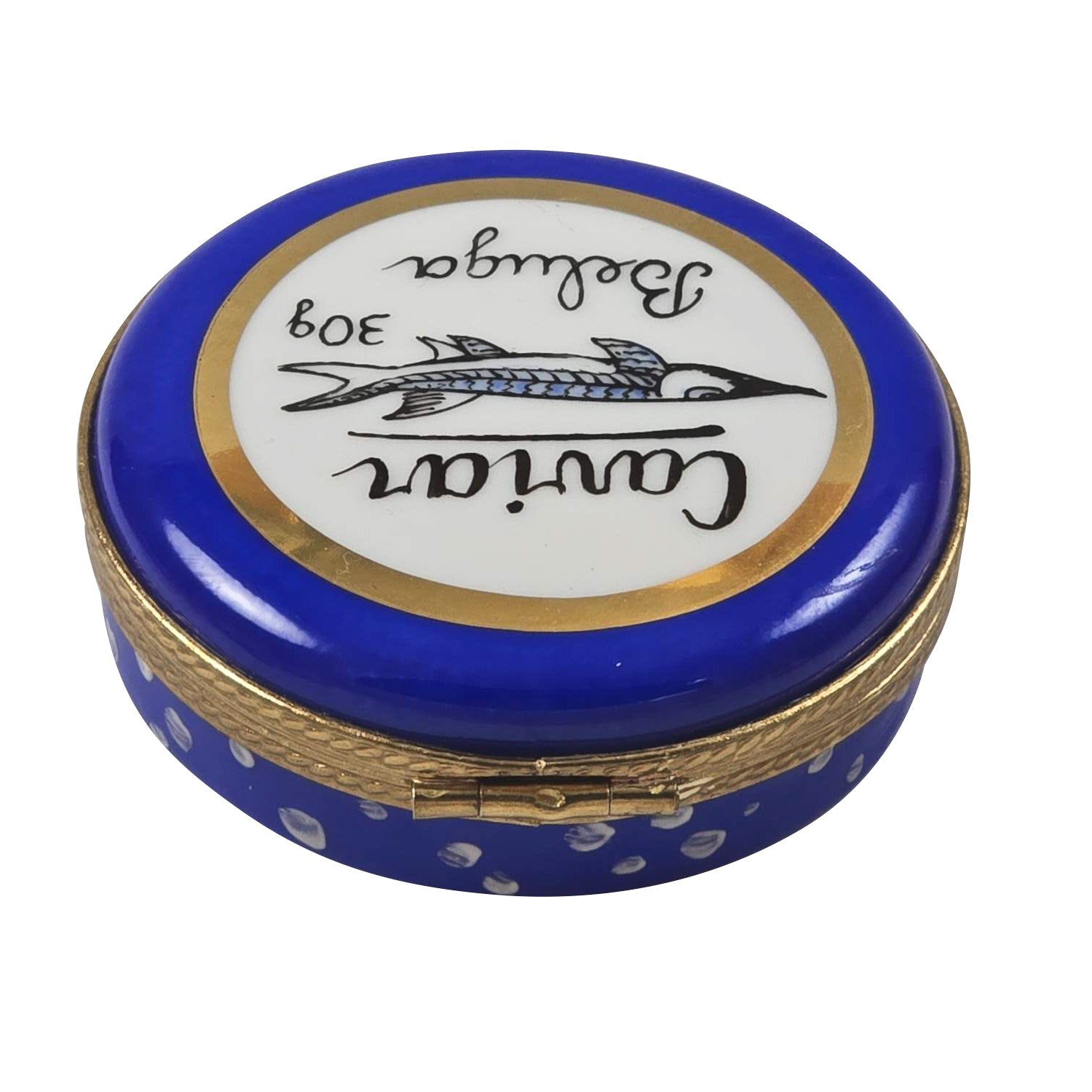 Cavier in Can Porcelain Limoges food French Trinket Box