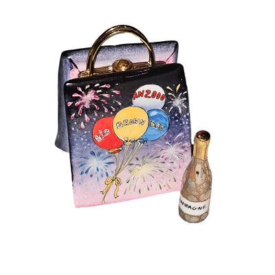 Champagne Celebration Limoges Box Porcelain Limoges purse bag French Trinket Box