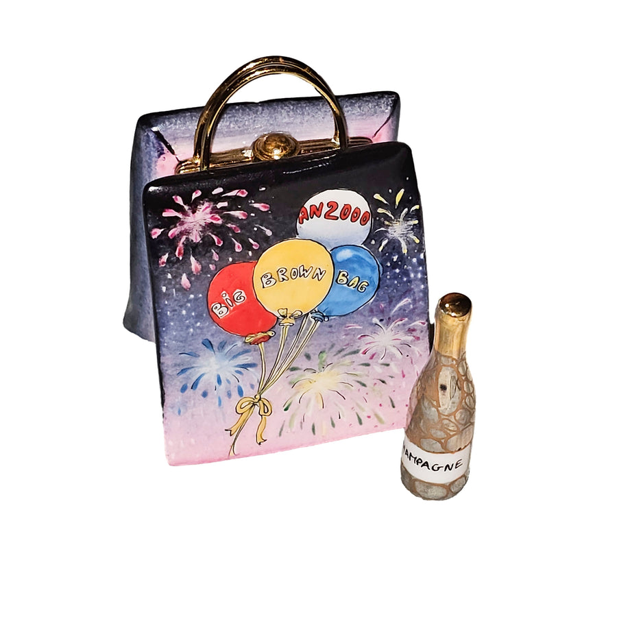 Champagne Celebration Limoges Box Porcelain Limoges purse bag French Trinket Box