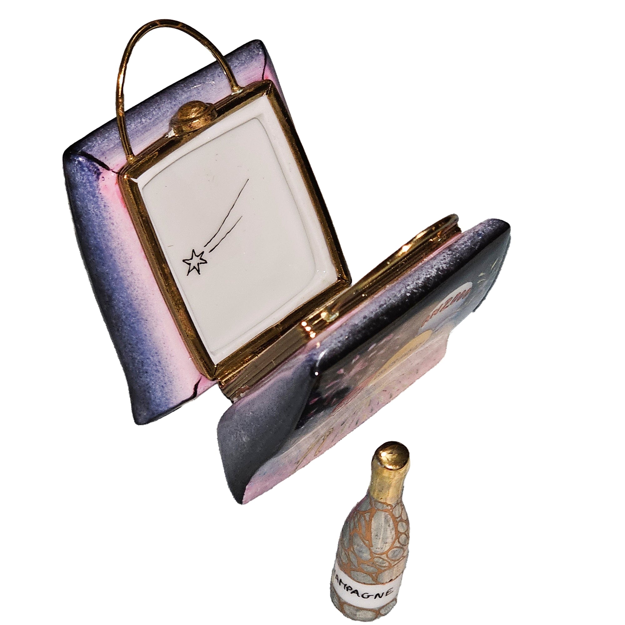 Champagne Celebration Limoges Box Porcelain Limoges purse bag French Trinket Box