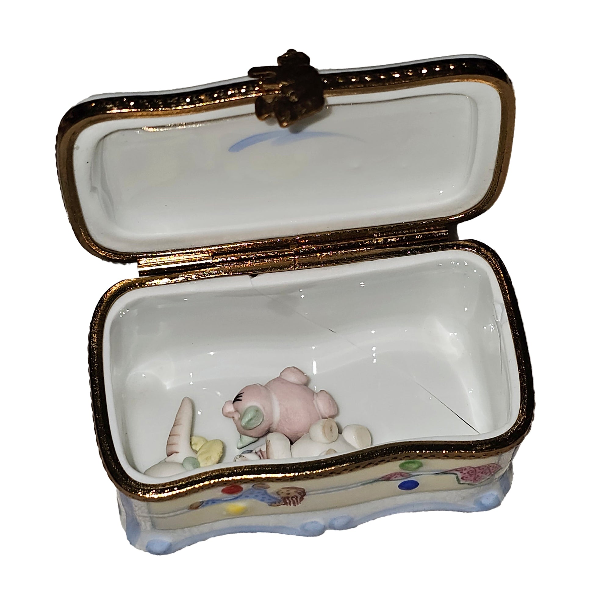 Charming Baby Animal Treasure Box Porcelain Limoges baby kids French Trinket Box