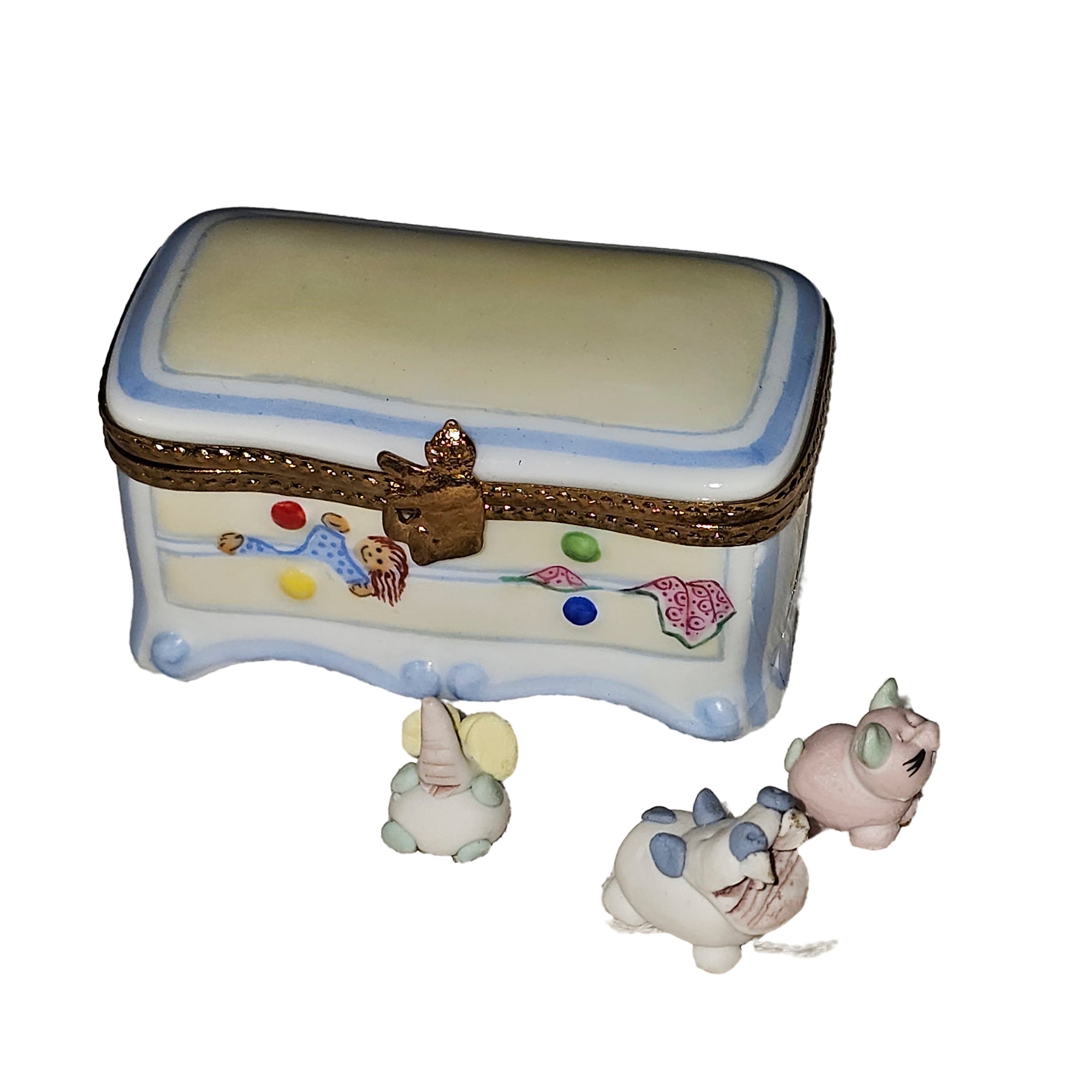 Charming Baby Animal Treasure Box Porcelain Limoges baby kids French Trinket Box