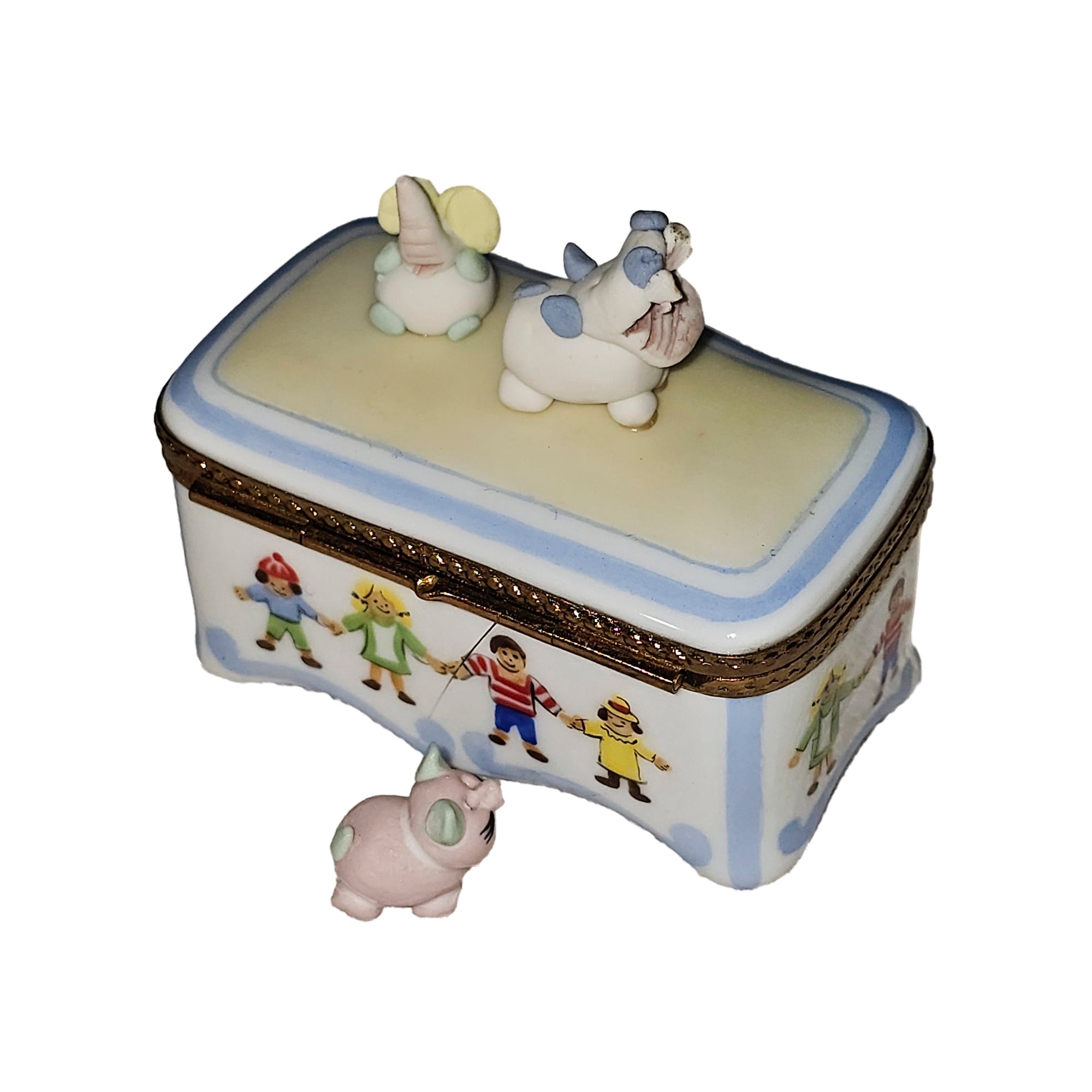 Charming Baby Animal Treasure Box Porcelain Limoges baby kids French Trinket Box