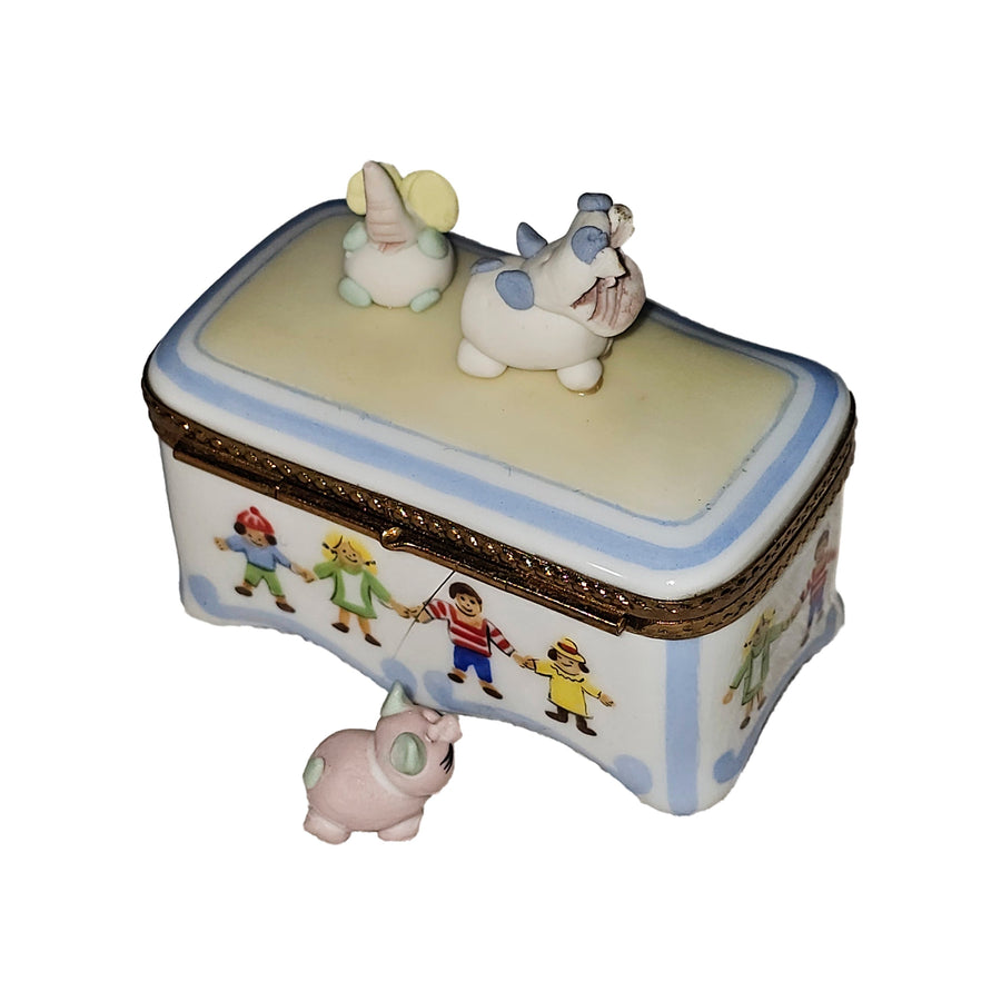 Charming Baby Animal Treasure Box Porcelain Limoges baby kids French Trinket Box