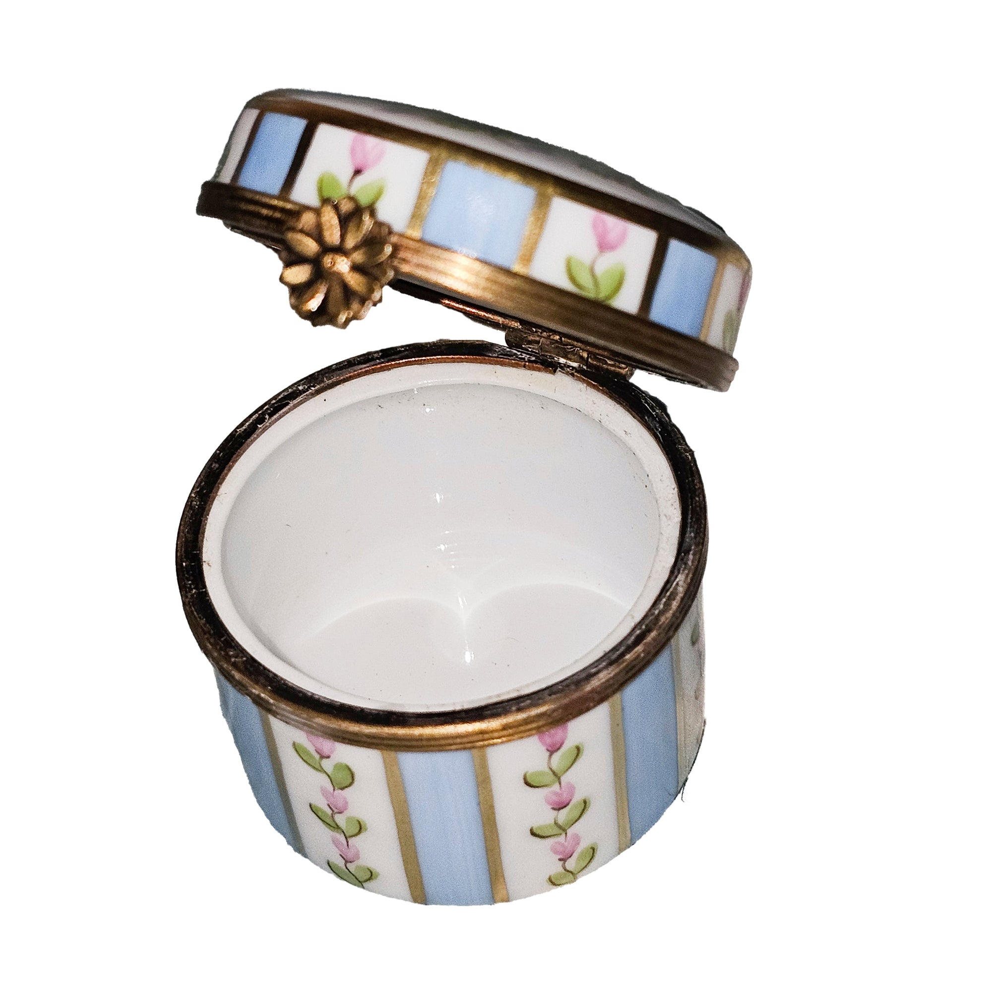 Charming Blue Striped Limoges Box Porcelain Limoges traditional French Trinket Box