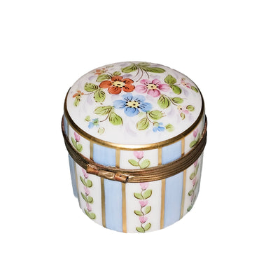 Charming Blue Striped Limoges Box Porcelain Limoges traditional French Trinket Box