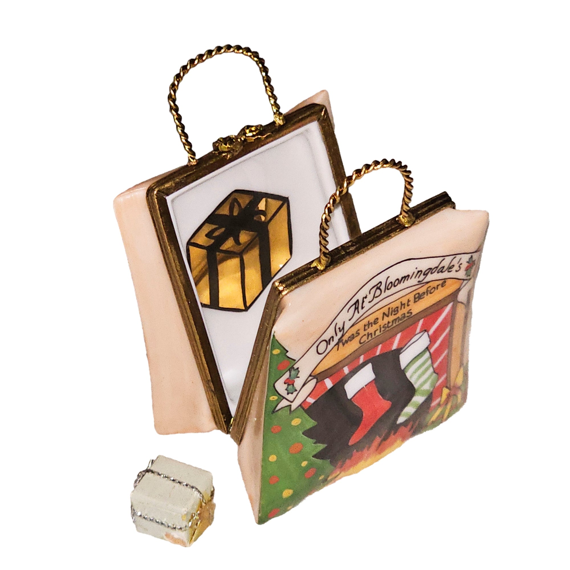 Charming Christmas Shopping Delight Porcelain Limoges christmas xmas theme French Trinket Box