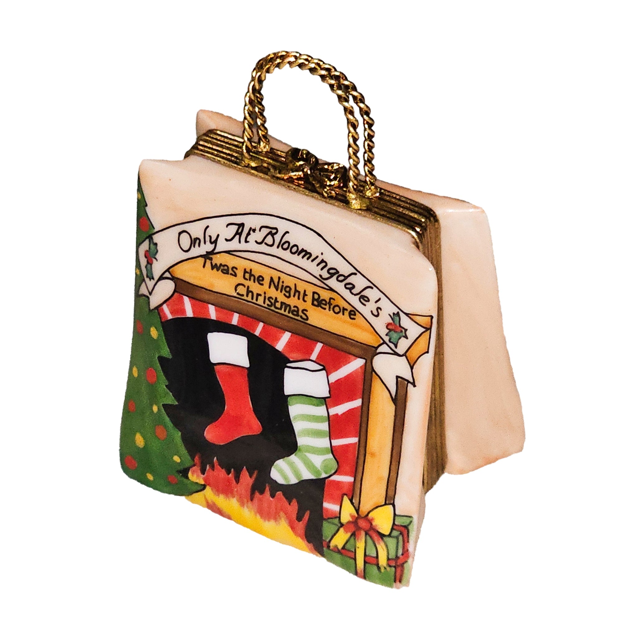 Charming Christmas Shopping Delight Porcelain Limoges christmas xmas theme French Trinket Box