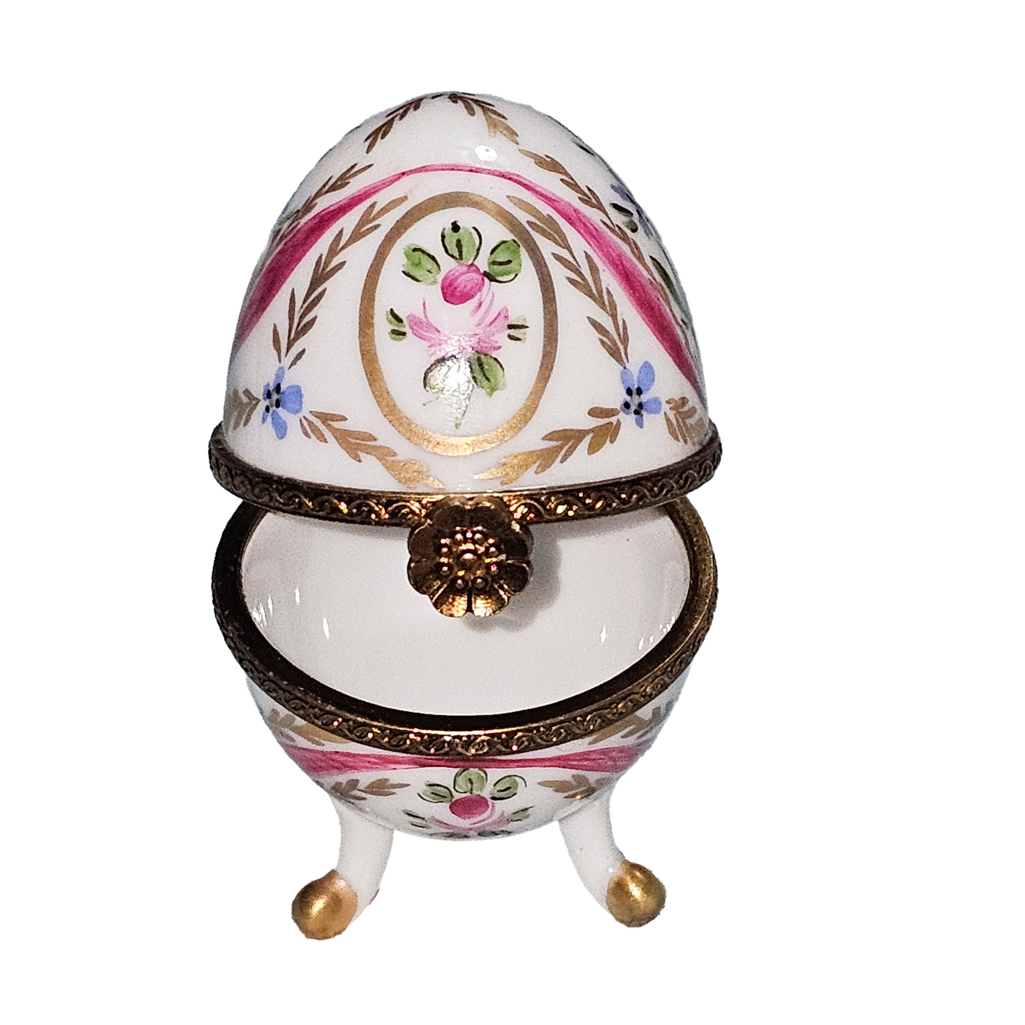 Charming Floral Egg Box Porcelain Limoges egg French Trinket Box
