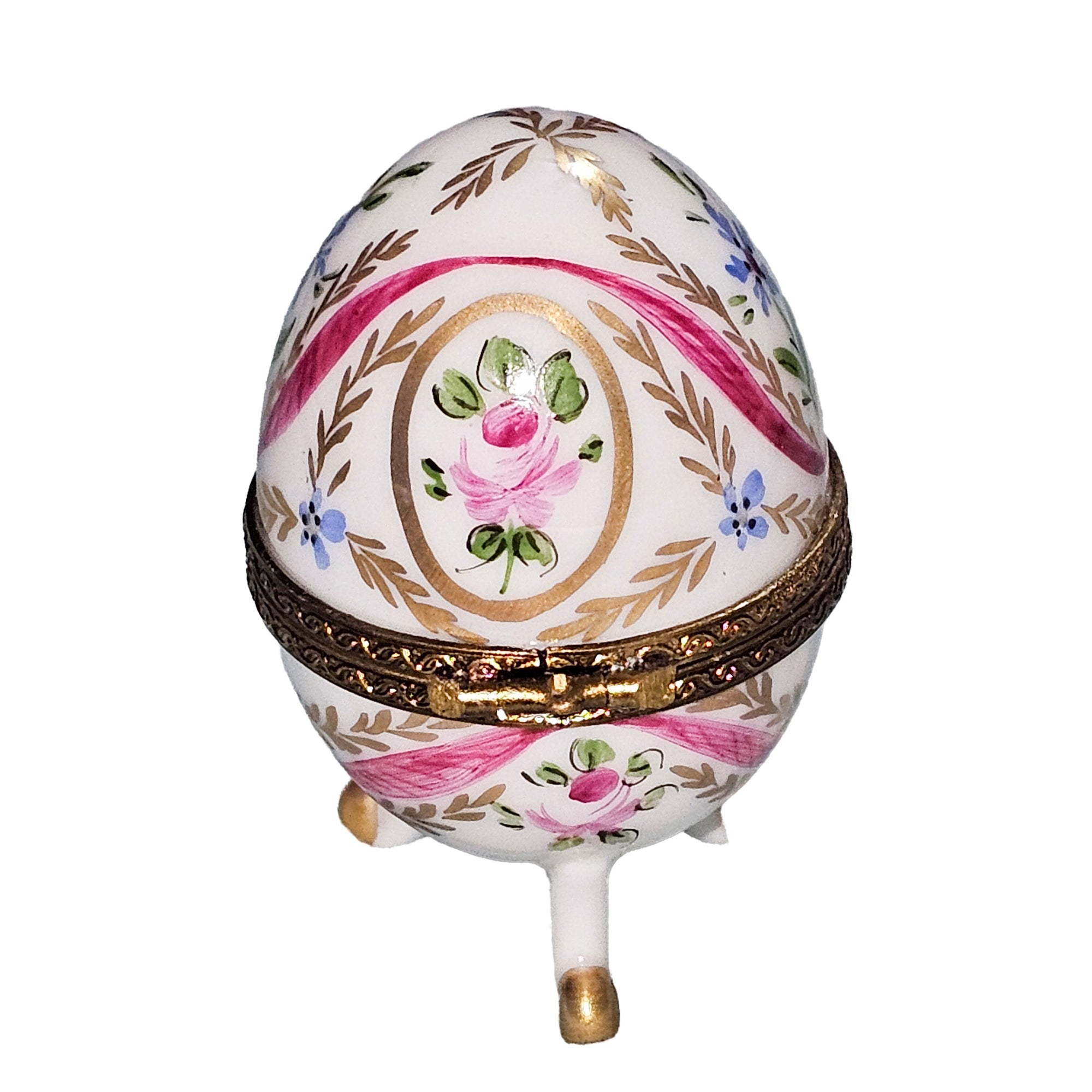 Charming Floral Egg Box Porcelain Limoges egg French Trinket Box